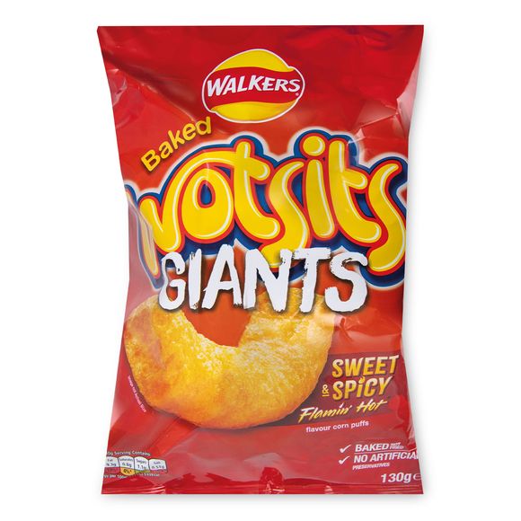 Walkers Wotsits Giants Sweet & Spicy Snacks Crisps 130g